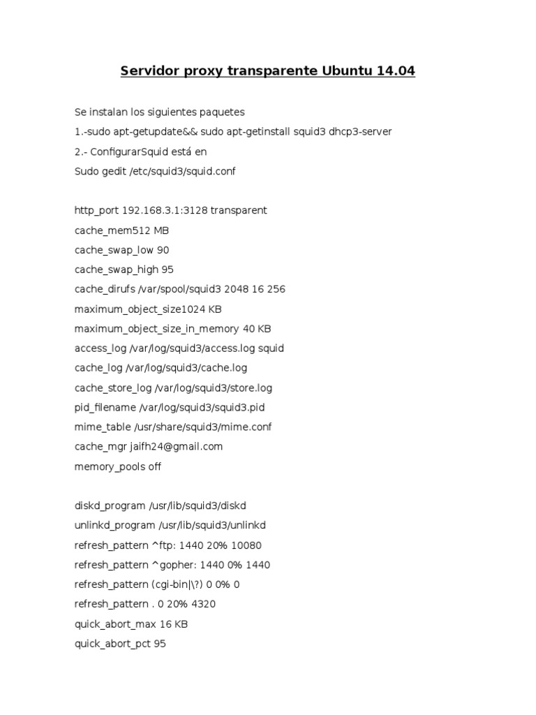 Servidor Proxy Transparente Con Squid | PDF