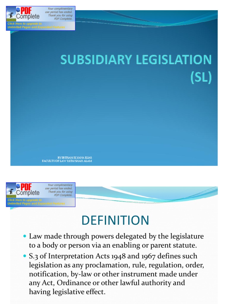 Understanding Subsidiary Legislation | PDF | Constitutional Law ...