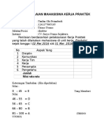 Lembar Penilaian Mahasiswa Kerja Praktek