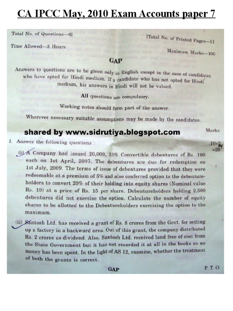 CA IPCC May 2010 Exam Paper Review | PDF