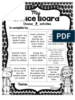 literacy choice board