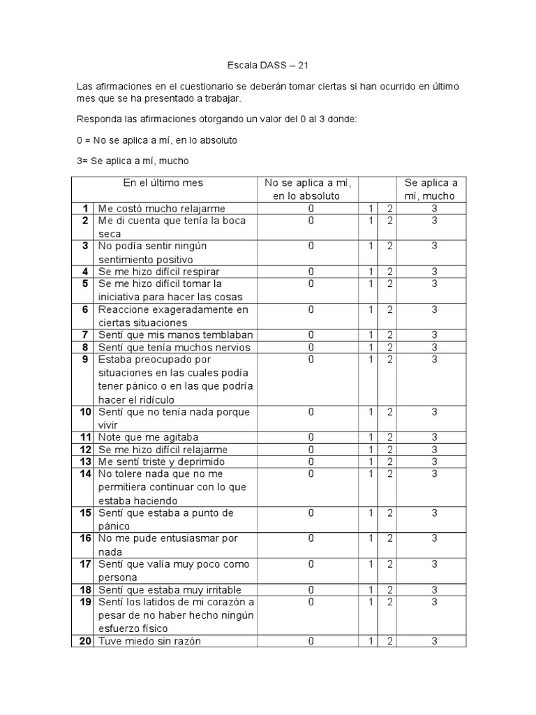 Escala de Dass 21