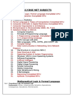 Ugc/Cbse Net Subjects: Mathematical Logic & Formal Language