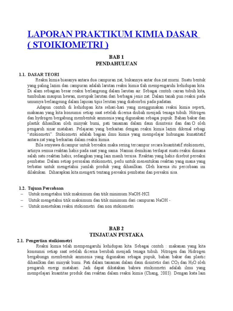 Laporan Praktikum Kimia Dasar