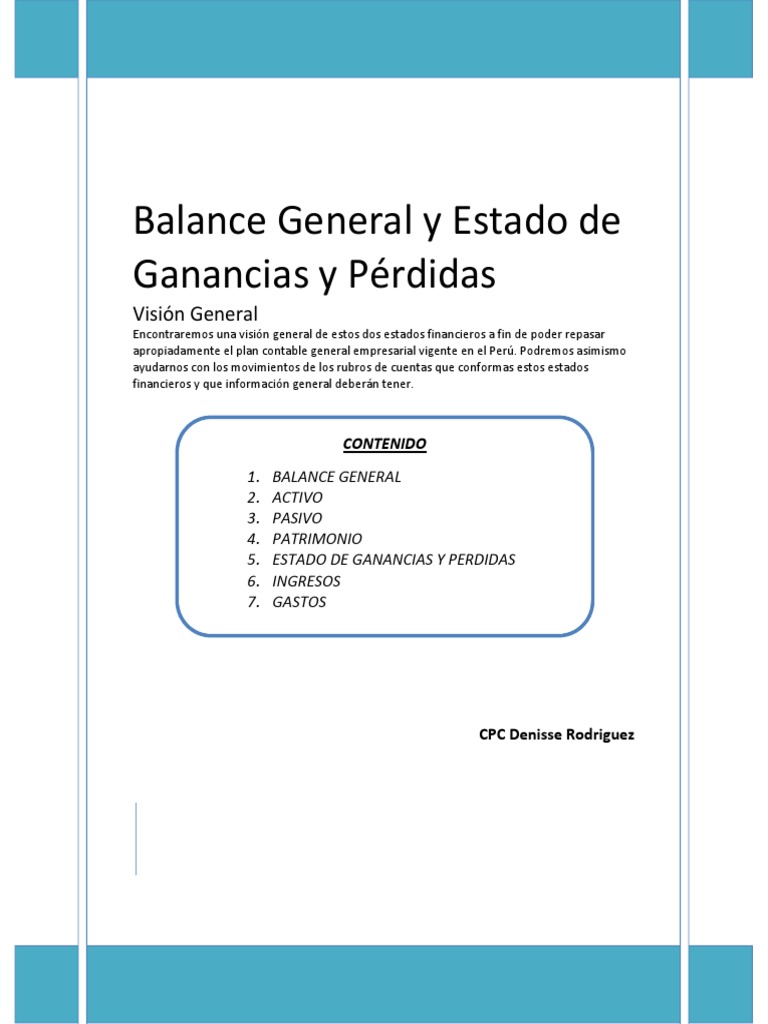 Balance General y Estado de Resultados | PDF | Costo | Hoja de balance