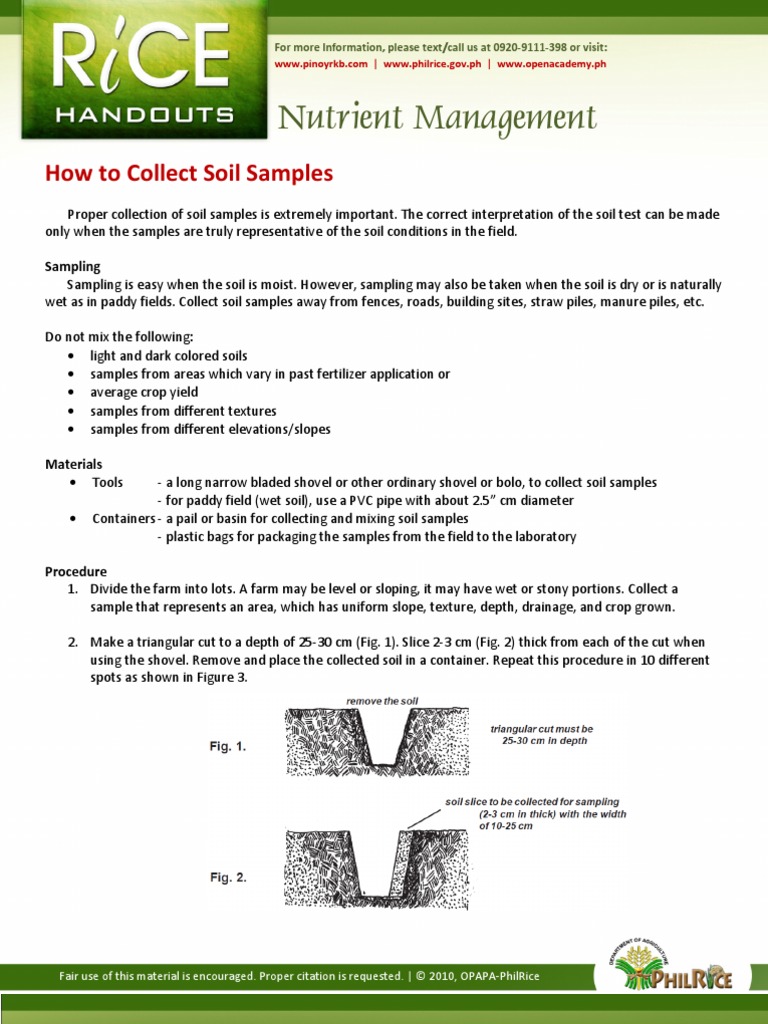How To Collect Soil Samples PDF Soil Rice