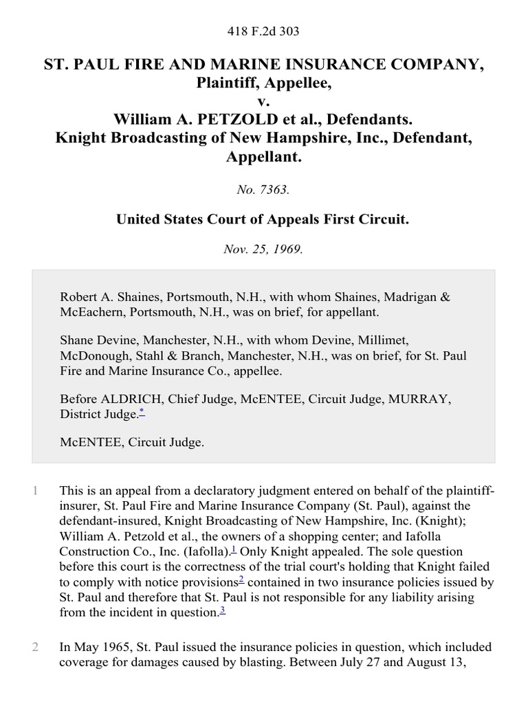 St. Paul Fire and Marine Insurance Company v. William A