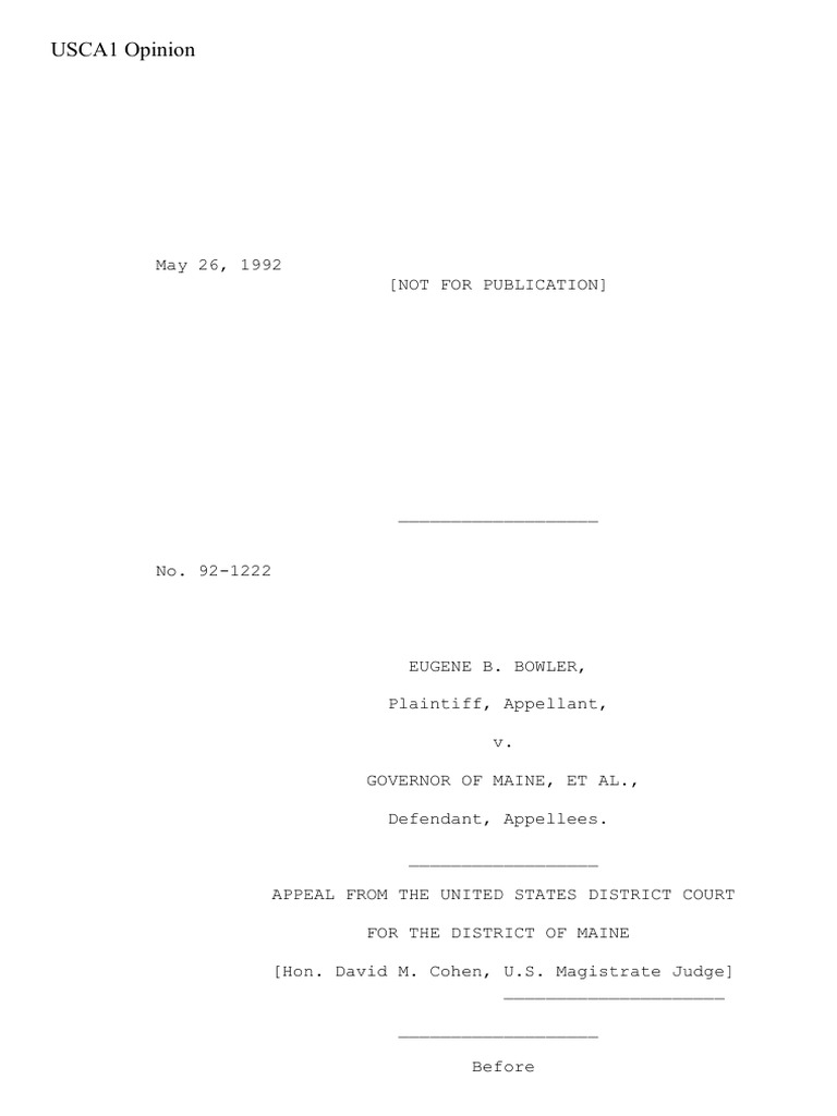 USCA1 Appeal Decision: Bowler v. Maine | PDF