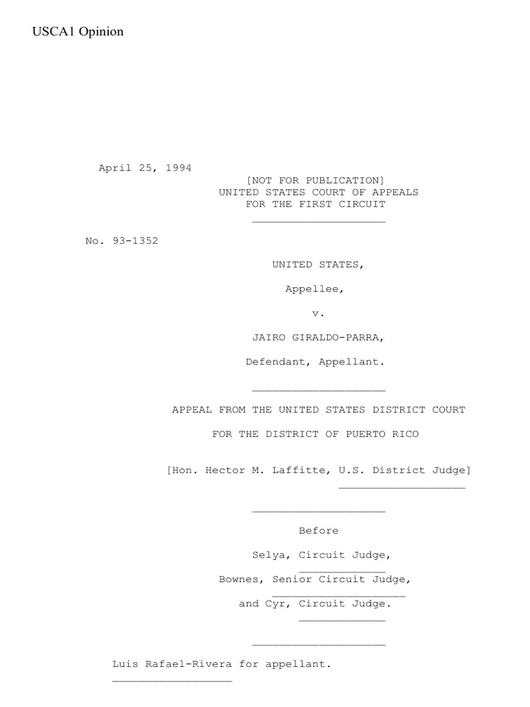 United States v. Parra, 1st Cir. (1994) | PDF | United States Federal ...