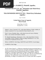 Ronald A. Barrett v. Foster Grant Co., Inc., and Third-Party v. Transformer Service, Inc., Third-Party, 450 F.2d 1146, 1st Cir. (1971)