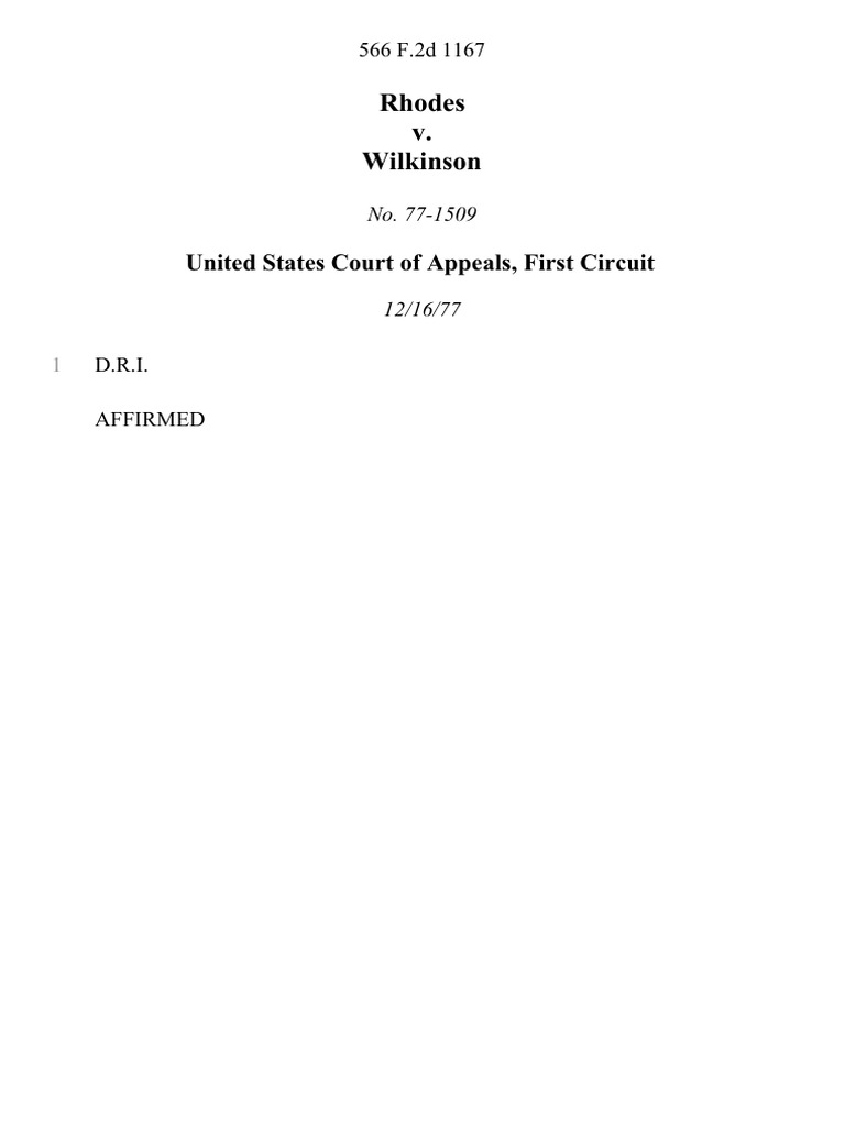 Rhodes v. Wilkinson, 566 F.2d 1167, 1st Cir. (1977) | PDF