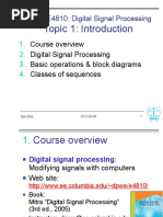 Topic 1: Introduction: ELEN E4810: Digital Signal Processing