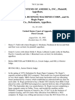 Computer Systems of America, Inc. v. International Business MacHines Corp., and St. Regis Paper Co., 795 F.2d 1086, 1st Cir. (1986)
