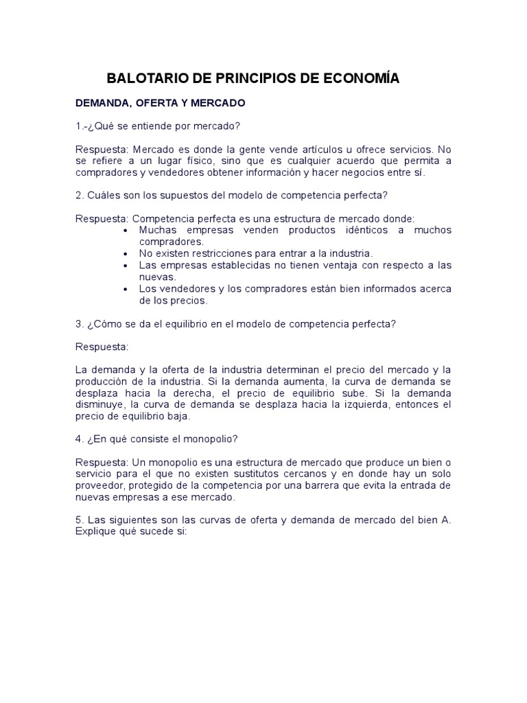 Fundamentos de Economía: Demanda y Oferta | PDF | Oferta (economía ...