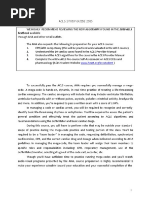 1008 1400 Acls Studyguide Print Cardiac Arrest Cardiopulmonary Resuscitation