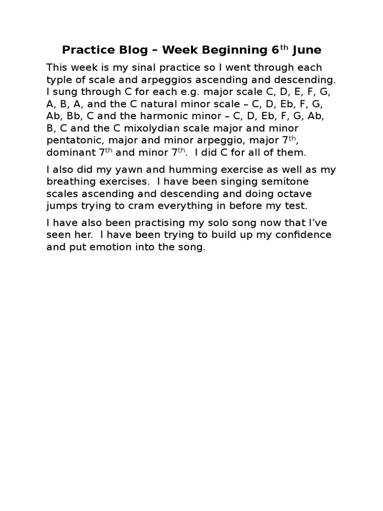 Weekly Singing Practice Update | PDF | Art | Self-Improvement