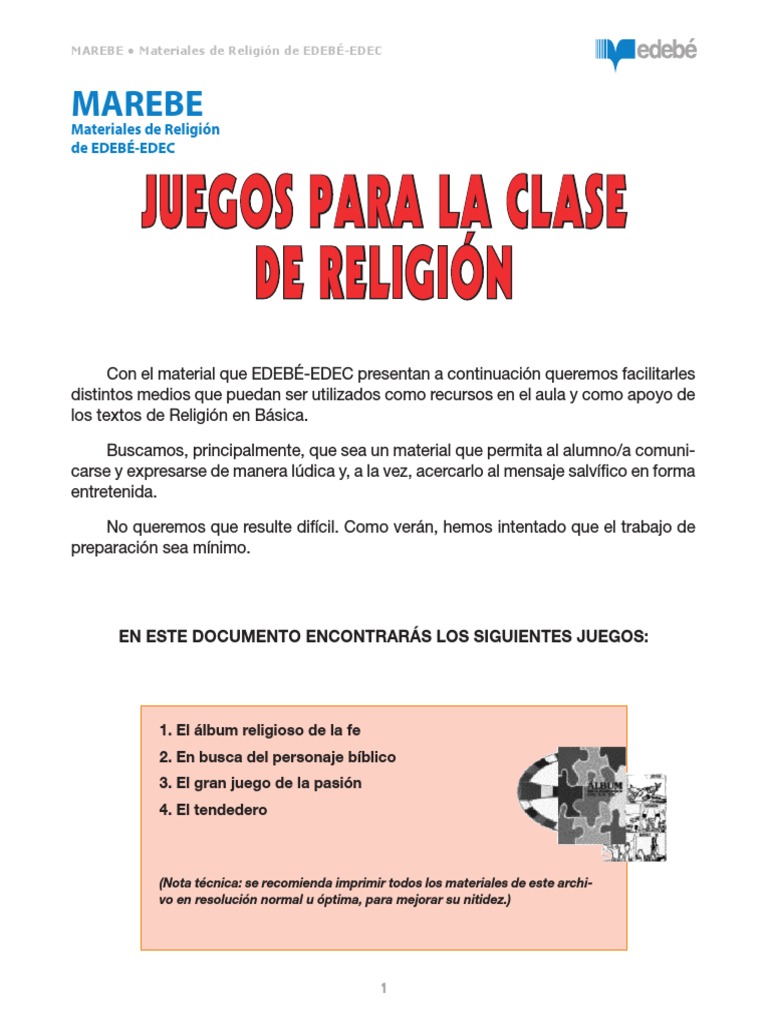 Juegos Didácticos de Religión para Imprimir | PDF | Viejo Testamento ...