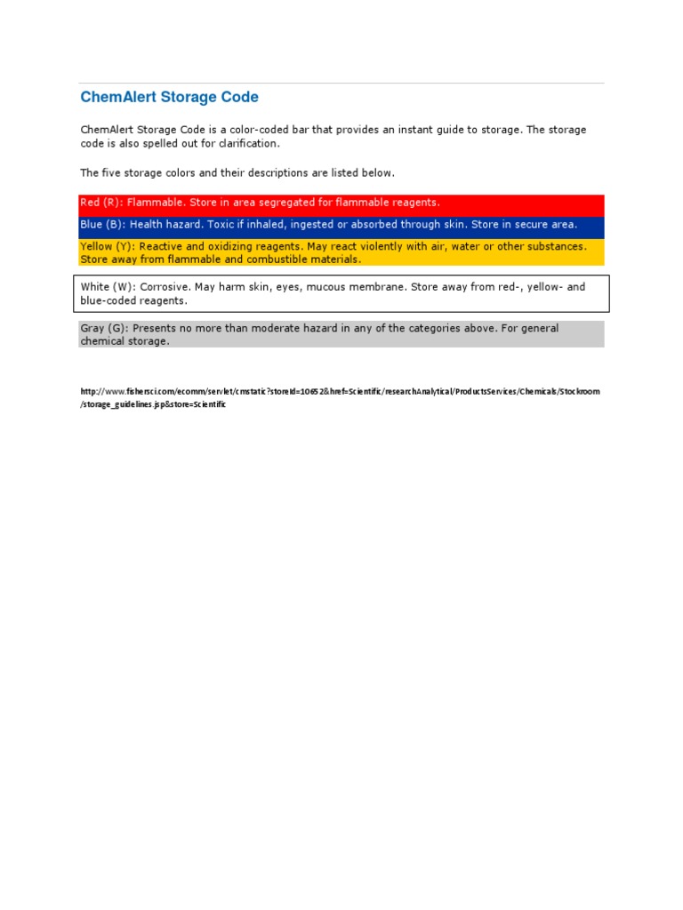 Color-Coded Chemical Storage Guide | PDF