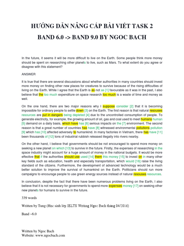 Hd Chi Tiet Nang Cap Bai Viet Task 2 Band 6 Len Band 9 By Ngocbach - hd chi tiet nang cap bai viet task 2 band 6 len band 9 by ngocbach grammatical number plural
