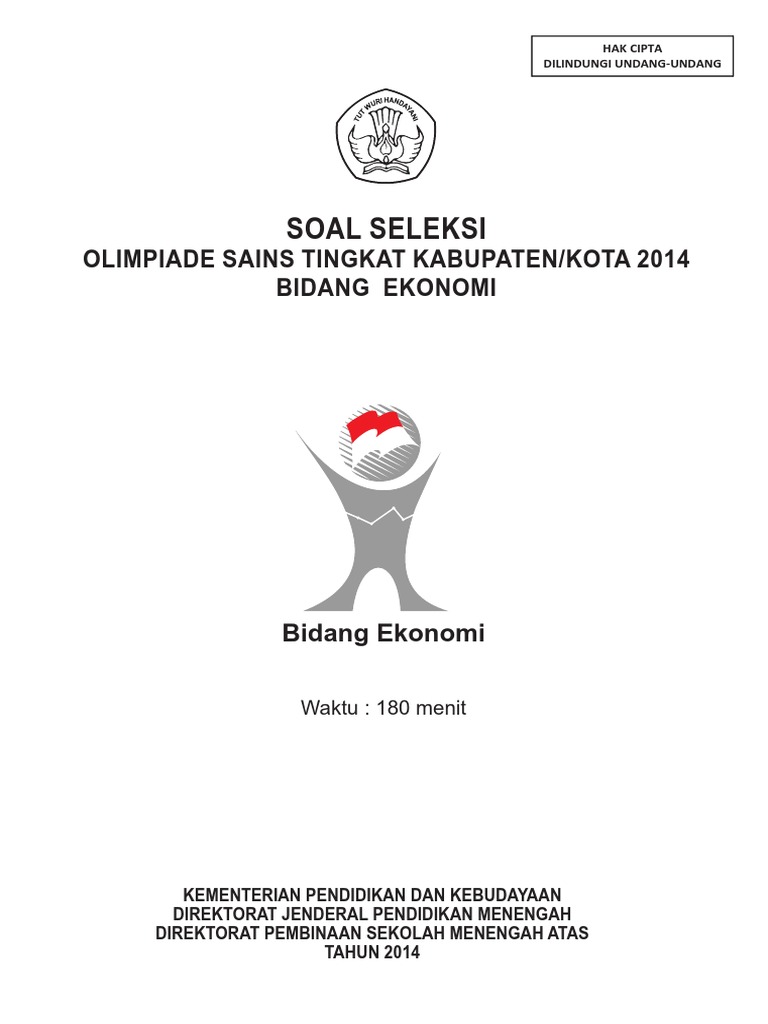 Soal Seleksi Olimpiade Sains Tingkat Kabupaten/Kota 2014