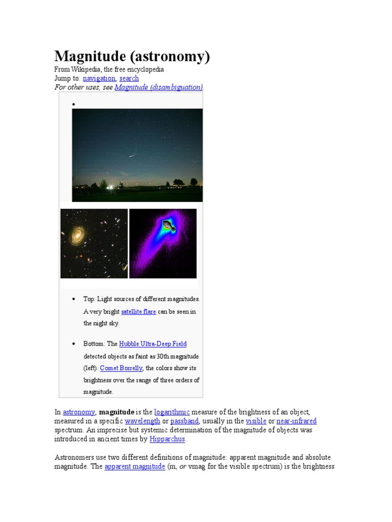 Magnitude Astronomy PDF Apparent Magnitude Stars