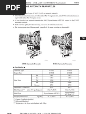 U340 441e Description Pdf Automatic Transmission Transmission Mechanics