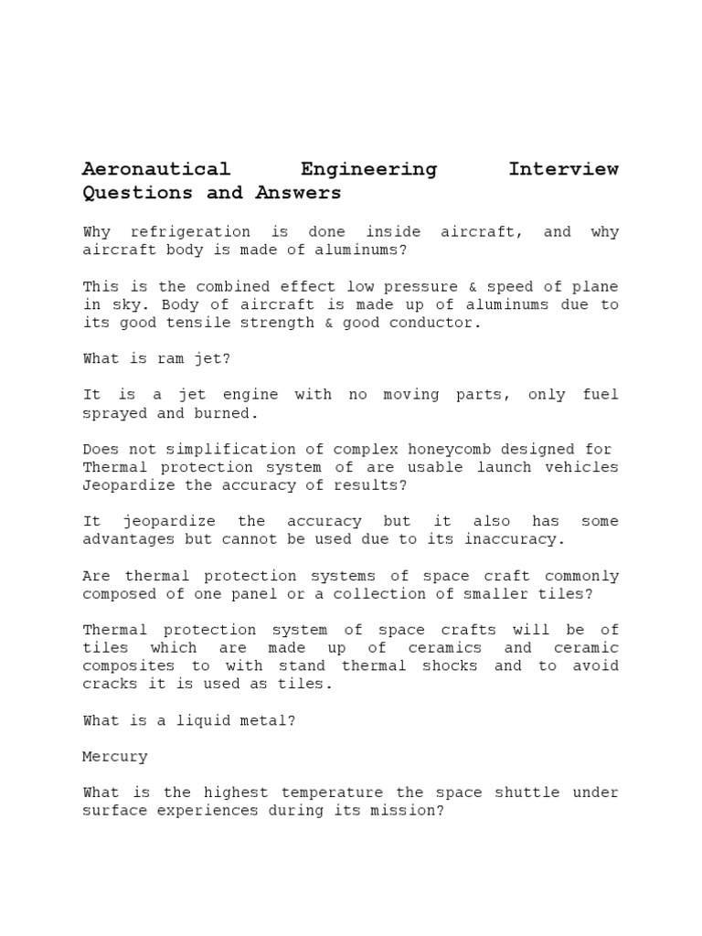 Aeronautical Engineering Interview Q&A | PDF | Gravity | Aerospace ...