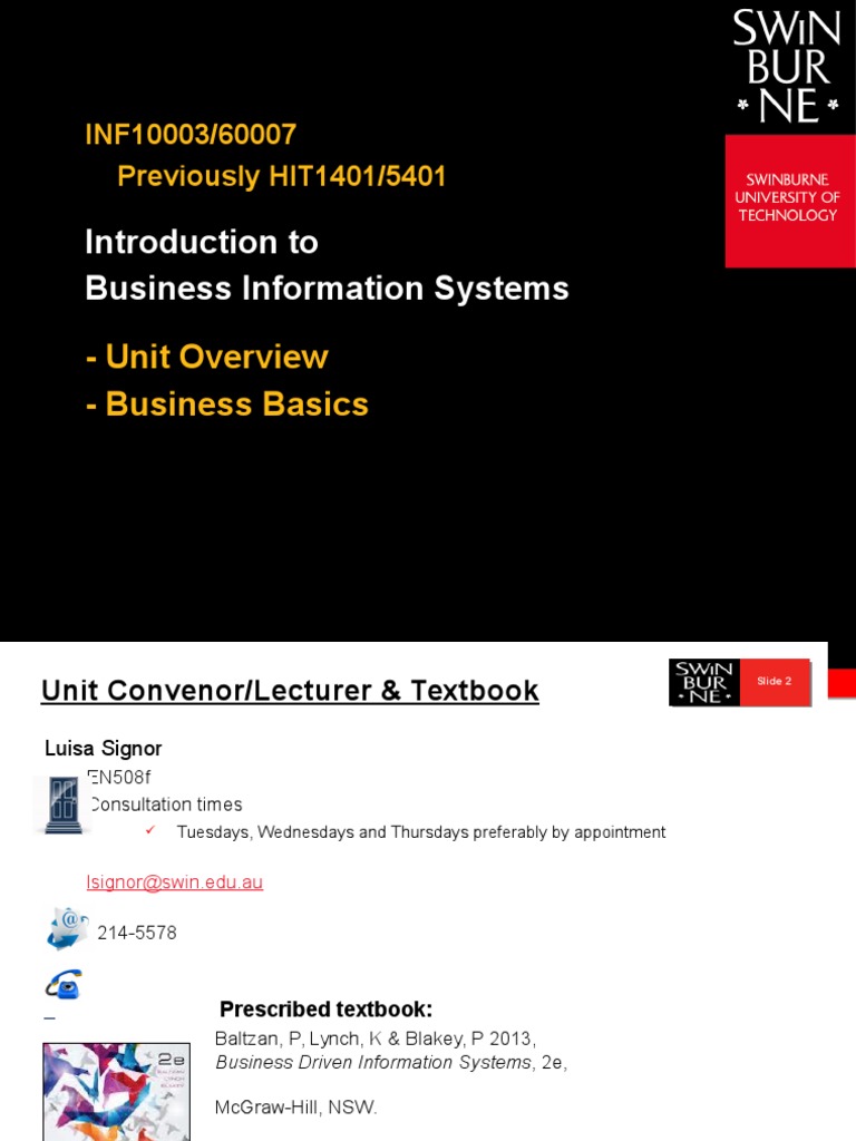 Introduction To Business Information Systems: - Unit Overview ...
