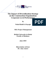 The Impact of Diversification Strategy On The Construction Organisations Corporate Level Performance