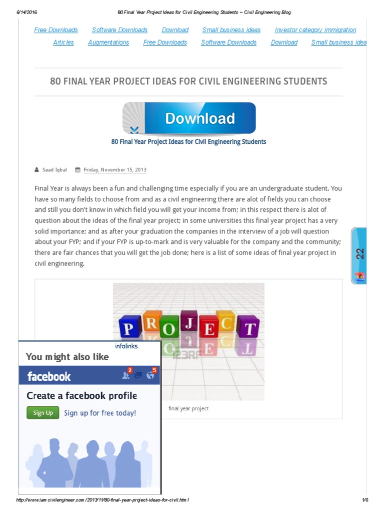 Final Year Project Ideas For Civil Engineering