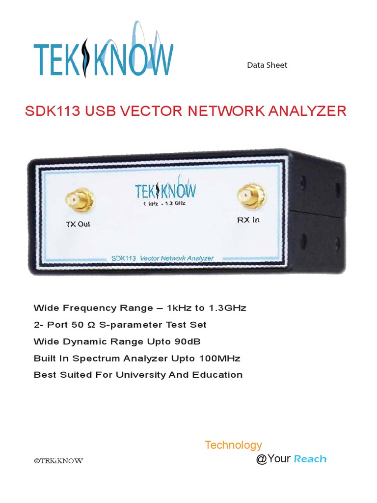 Sdk113 Usb Vector Network Analyzer: Data Sheet | PDF | Electromagnetism ...