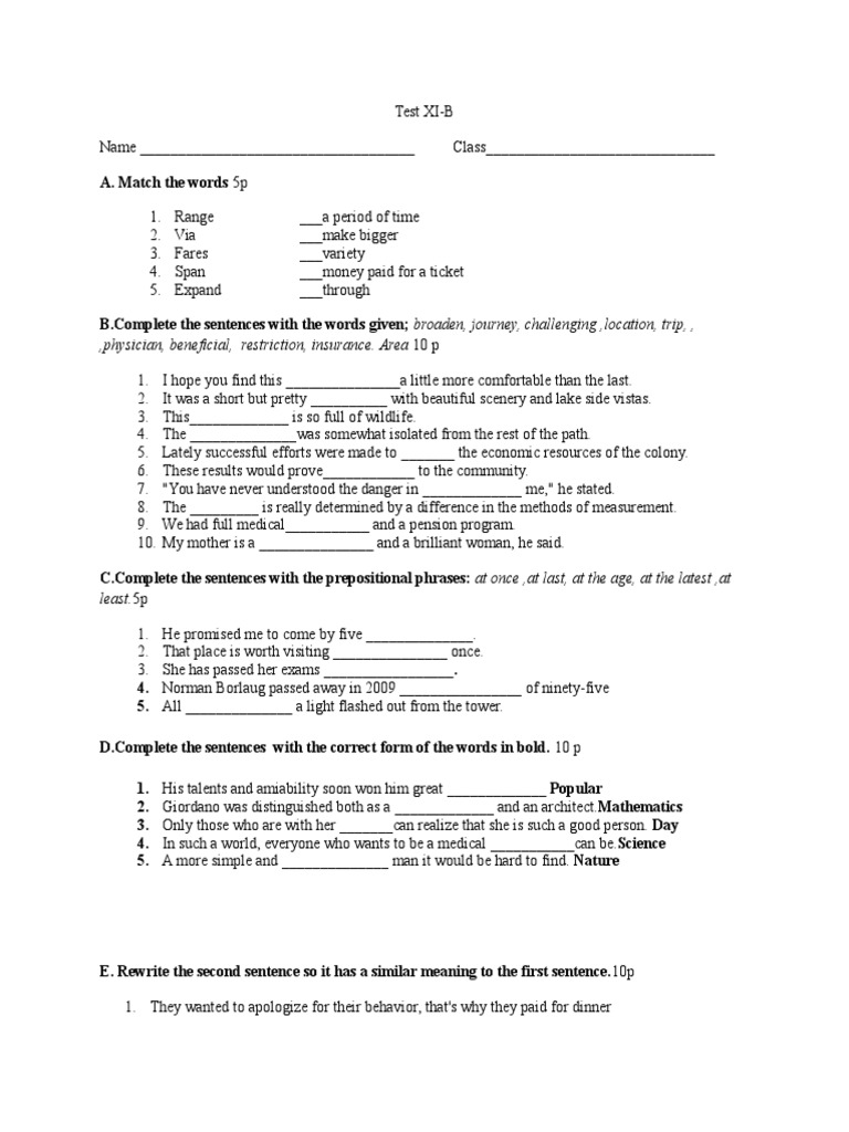 English Language Test for Students | PDF
