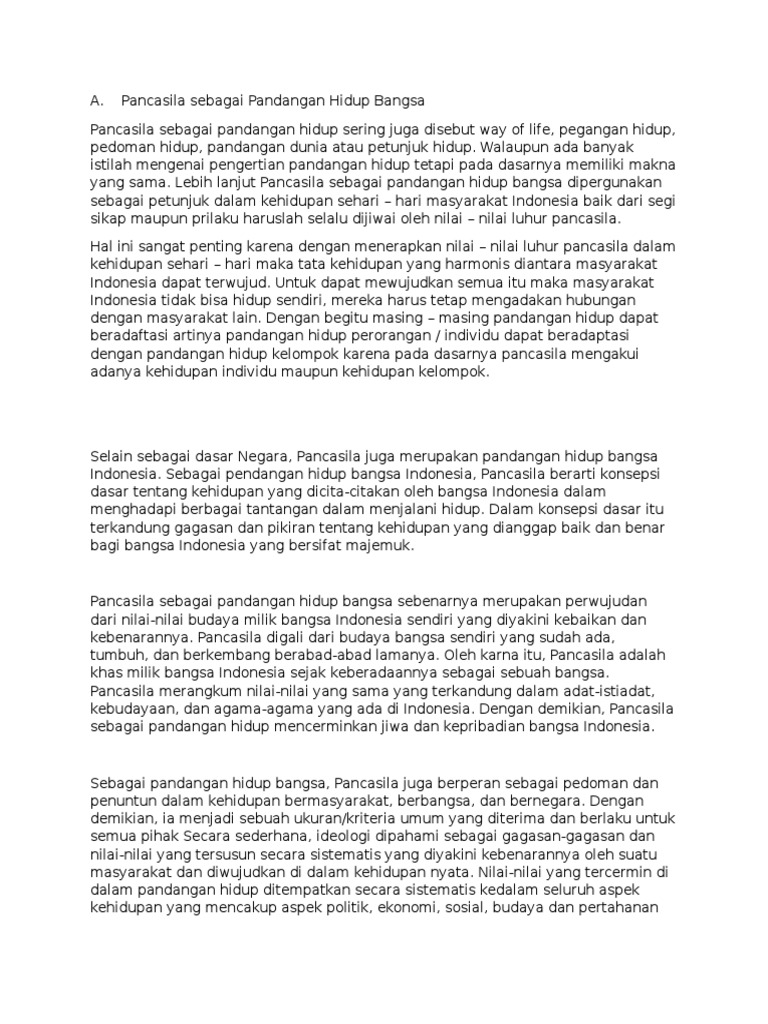 Pancasila Sebagai Pandangan Hidup Pdf