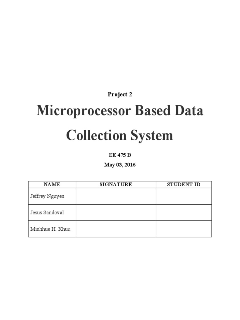 EE 475 Microprocessor Data Collection System | PDF | Amplifier | Pic ...