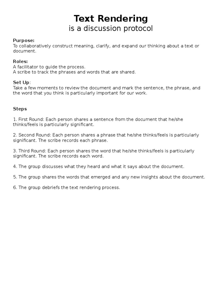 Text Rendering is a discussion protocol