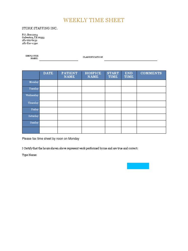 Stork Timesheet v3 | PDF
