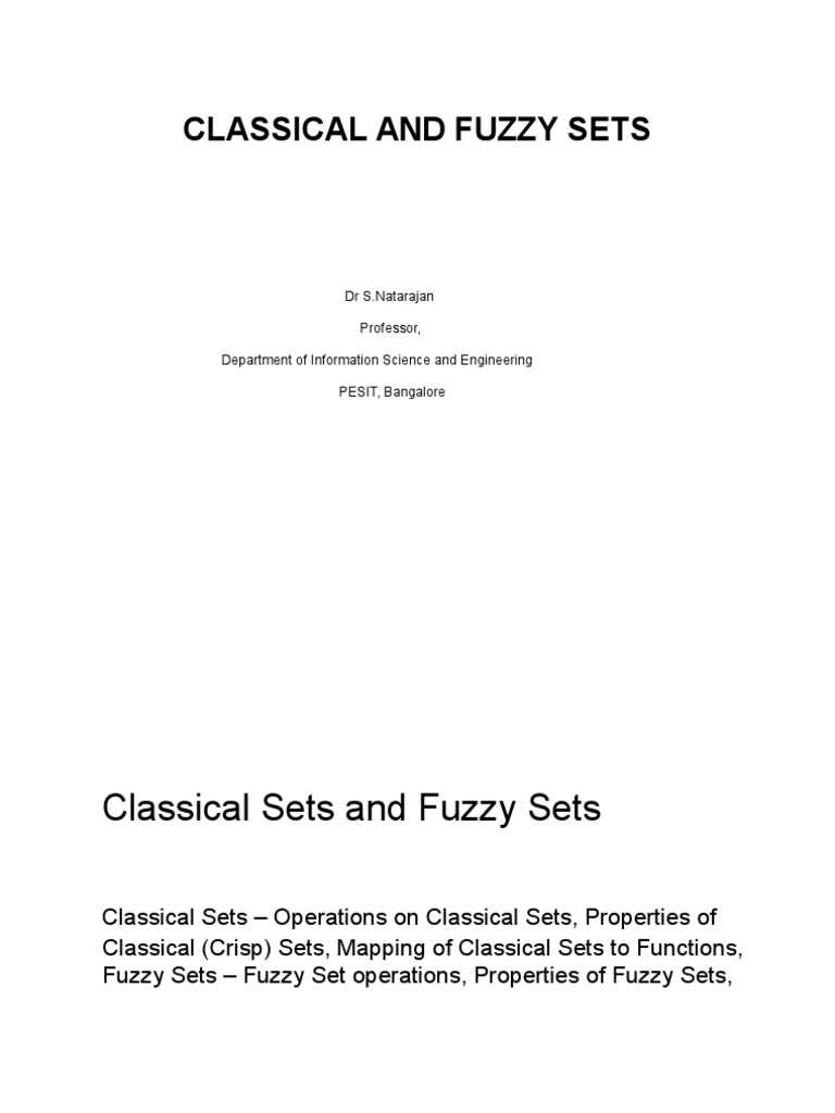 Classical vs Fuzzy Sets Overview | PDF | Set (Mathematics) | Fuzzy Logic