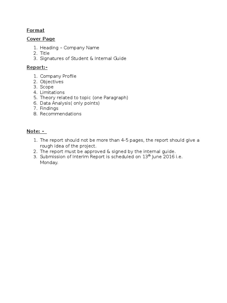 Interim Report Structure Guidelines | PDF