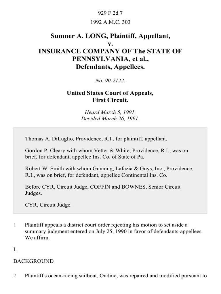 Sumner A. Long v. Insurance Company of the State of