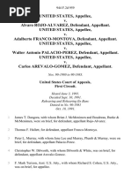 United States v. Alvaro Rojo-Alvarez, United States v. Adalberto Franco-Montoya, United States v. Walter Antonio Palacio-Perez, United States v. Carlos Arevalo-Gomez, 944 F.2d 959, 1st Cir. (1991)