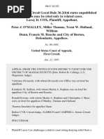 Laroy D. Cox v. Peter J. O'malley, Miller Thomas, Trent W. Holland, William Dunn, Francis M. Roache and City of Boston, 106 F.3d 383, 1st Cir. (1997)