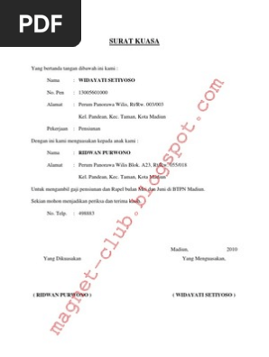 Surat Kuasa Ambil Gaji Pensiun