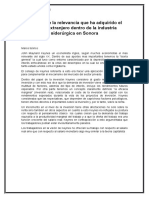 Análisis de La Relevancia Que Ha Adquirido El Capital Extranjero Dentro de La Industria Siderúrgica en Sonora