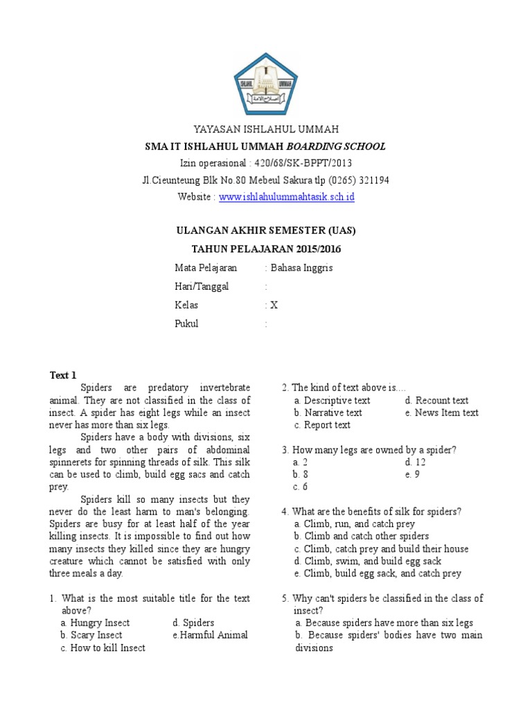 Contoh Soal Ucun Smp Bahasa Inggris Contoh Soal Terbaru