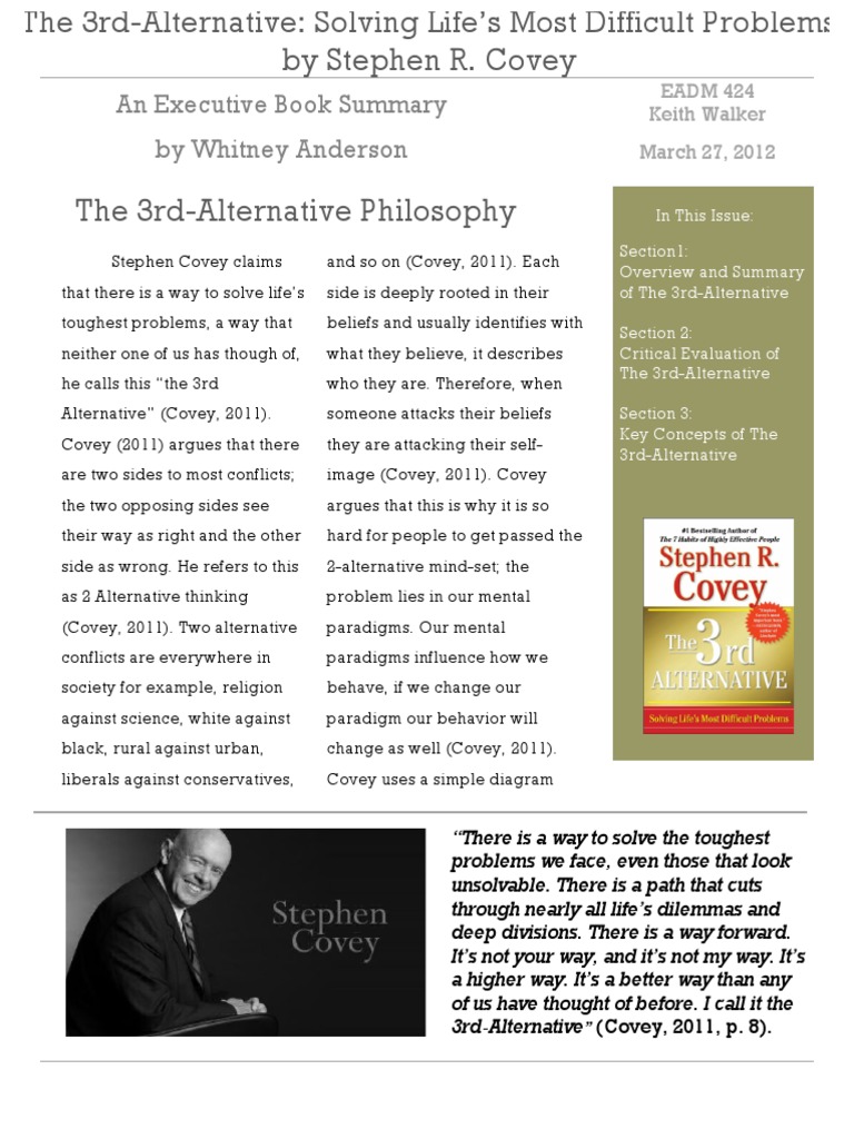 3rd Alternative-The - Covey.EBS PDF | PDF | Thought | Paradigm