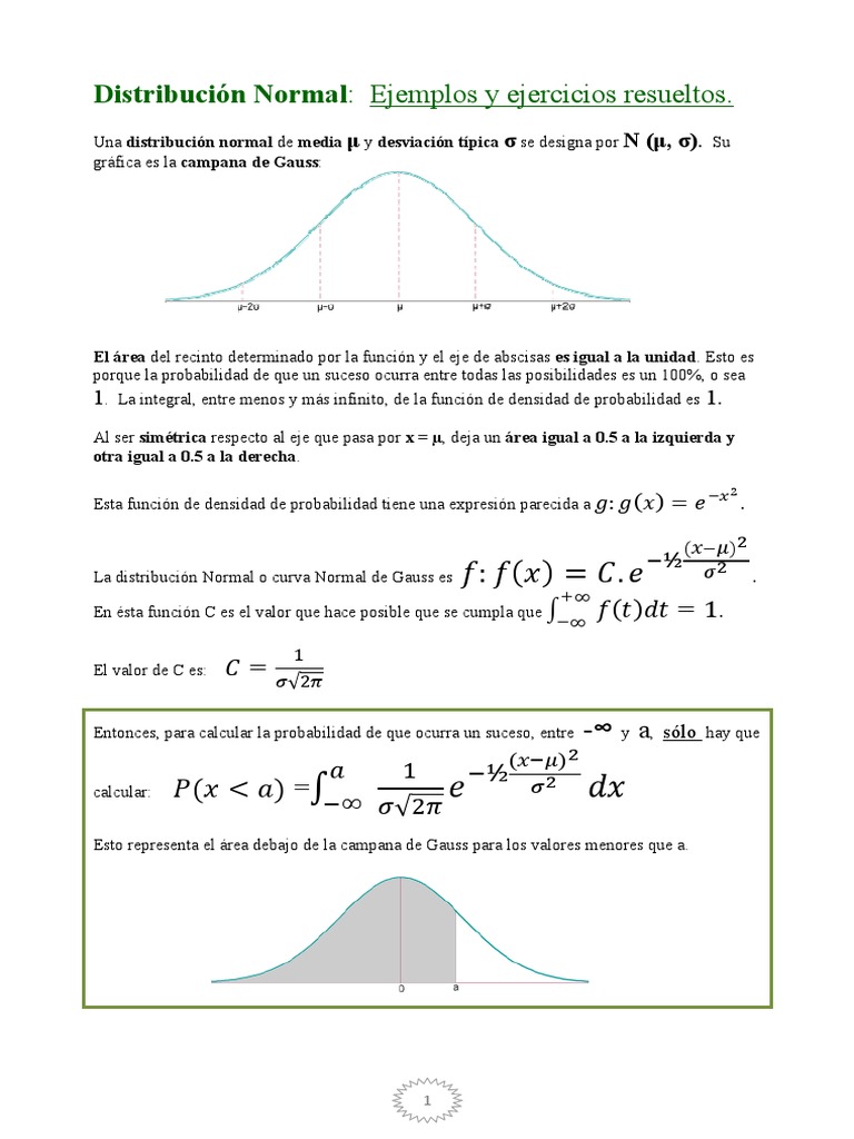 Distribución Normal: Fórmulas y Ejemplos | PDF | Distribución normal ...