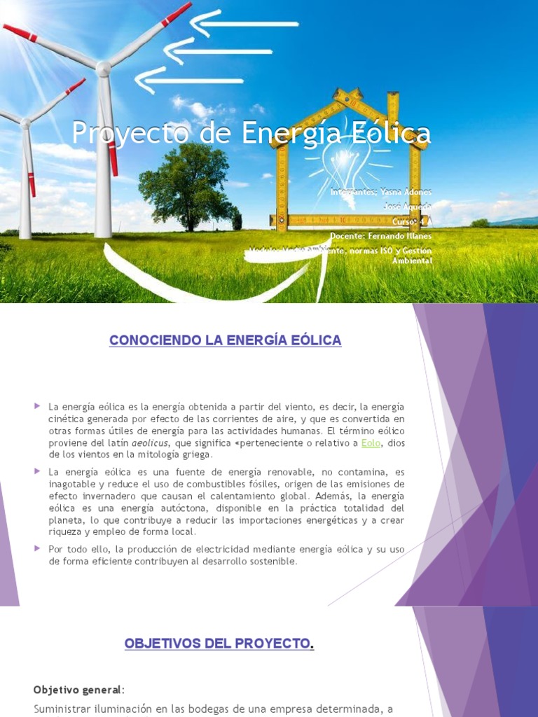 Proyecto de Energía Eólica Sostenible | PDF | Energía eólica | Turbina