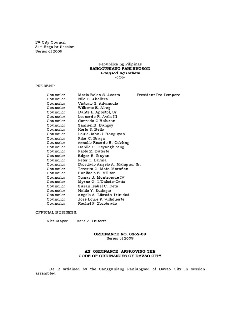 Code of Ordinances Davao City Dentist Bar