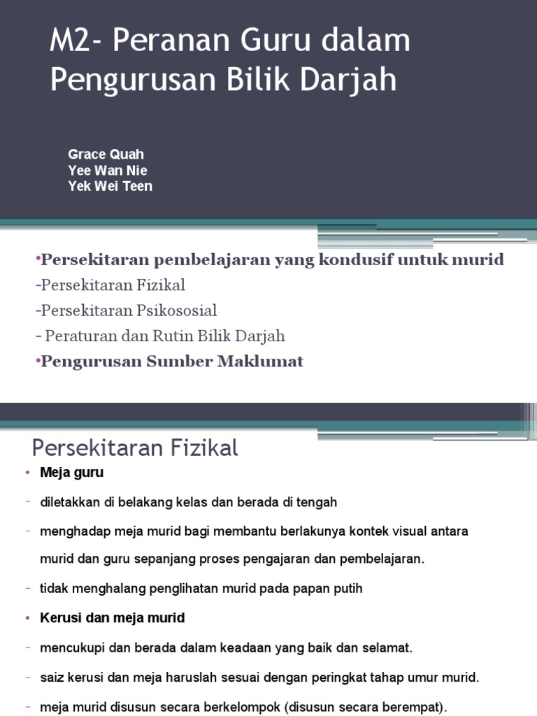 M2 Peranan Guru Dalam Pengurusan Bilik Darjah