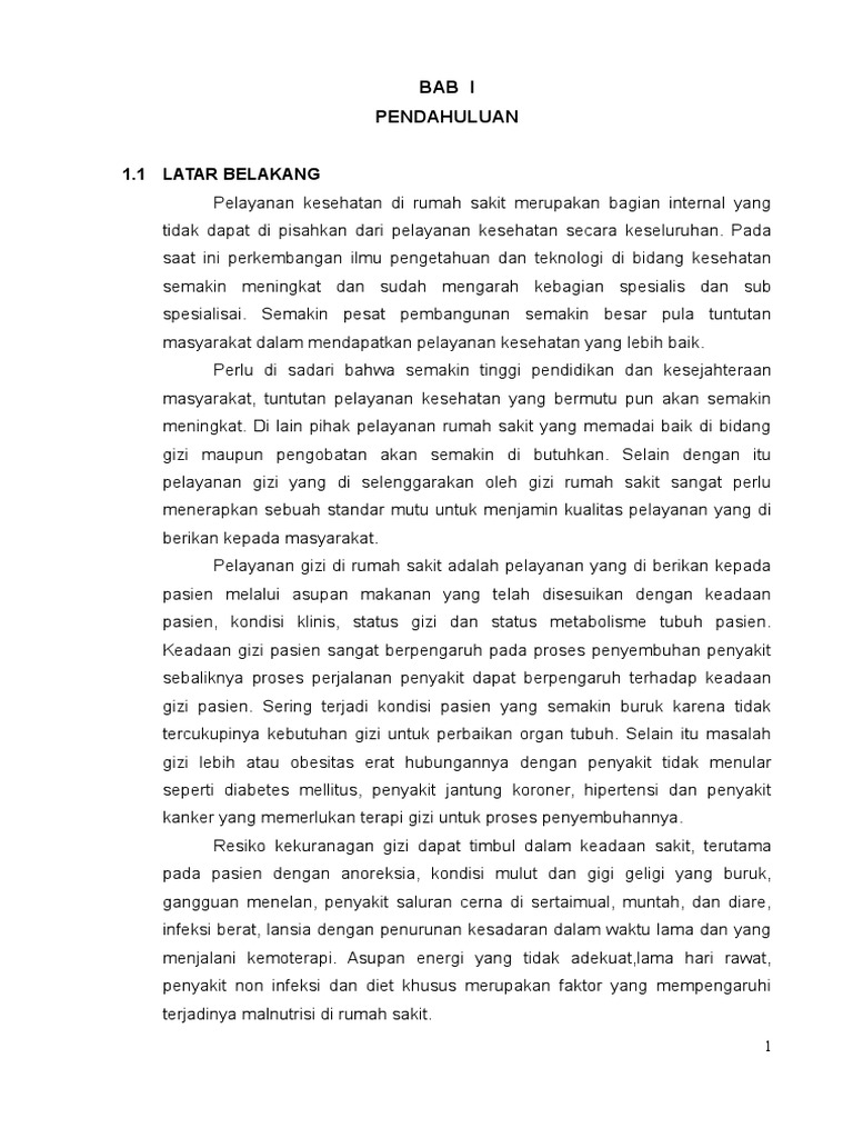 Format Pedoman Pelayanan Gizi Rumah Sakit